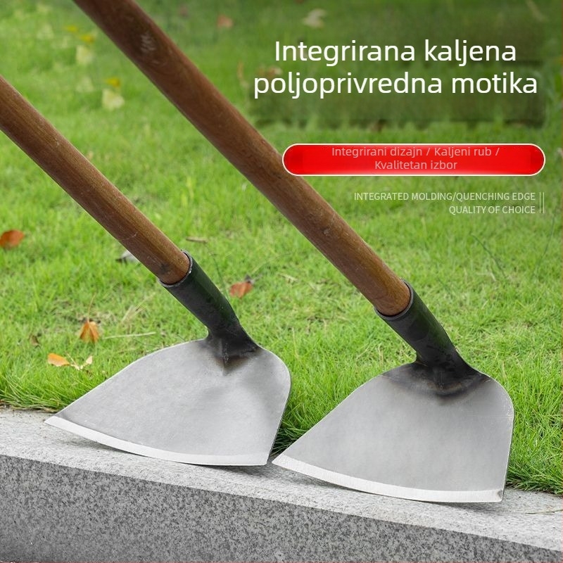 Motika za uklanjanje korova za vrt, kućni alat za uklanjanje korova, poljoprivredna motika za kopanje, višefunkcionalna jednokatna manganova čelika, široka glava
