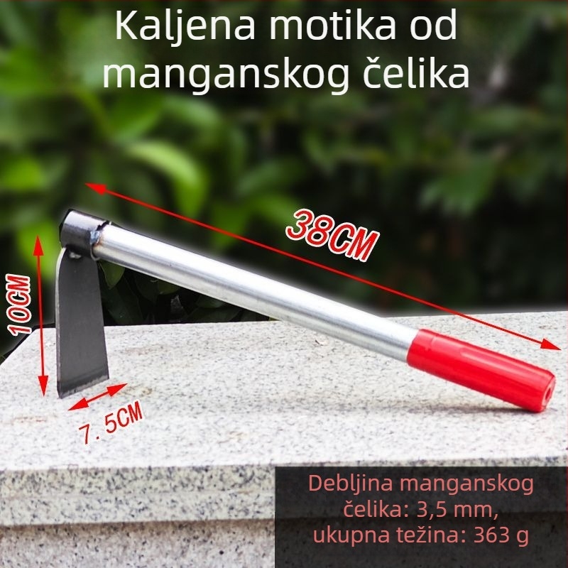 Vrtna motika s drškom od mangan čelika, mala veličina za sadnju povrća i cvijeća, prorjeđivanje tla i uklanjanje korova