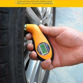 Visoko precizan digitalni mjerač tlaka u gumama za automobil, žuti zaslon, monitor tlaka