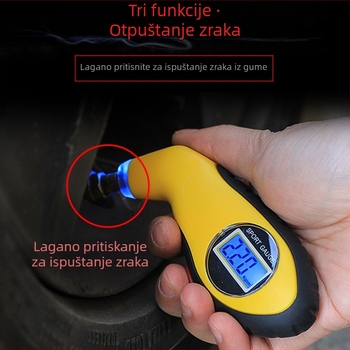 Visoko precizan digitalni mjerač tlaka u gumama za automobil, žuti zaslon, monitor tlaka