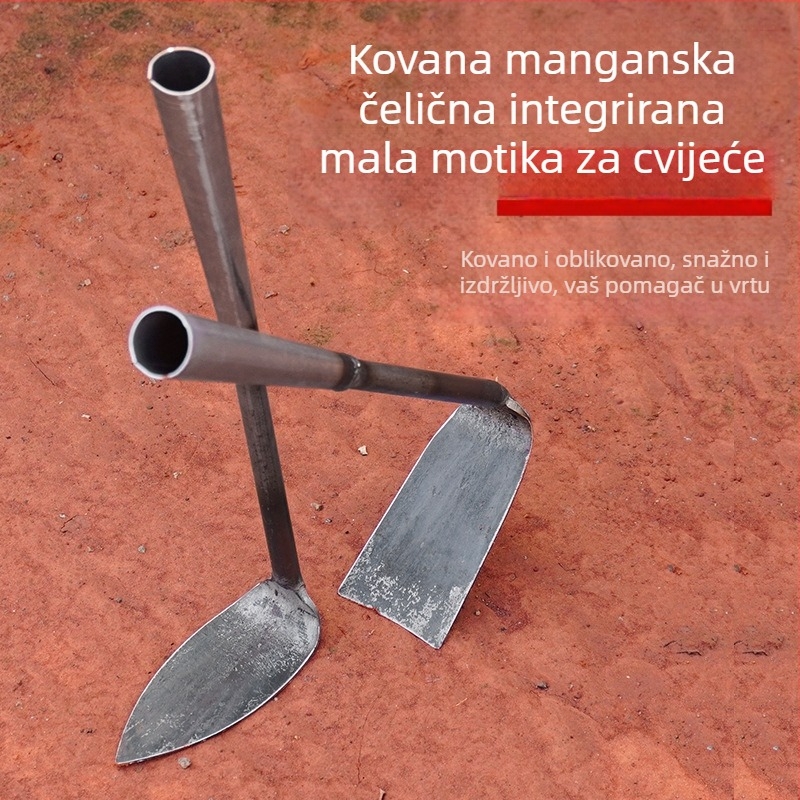 Mala čelična motika za kućnu upotrebu – uklanjanje korova, sadnja povrća i cvijeća, višefunkcijski alat za kopanje tla