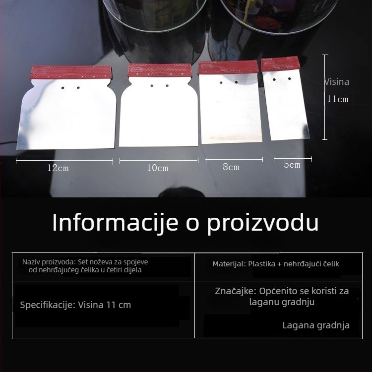Nehrđajući čelik – debela špatula za mort i strugalica