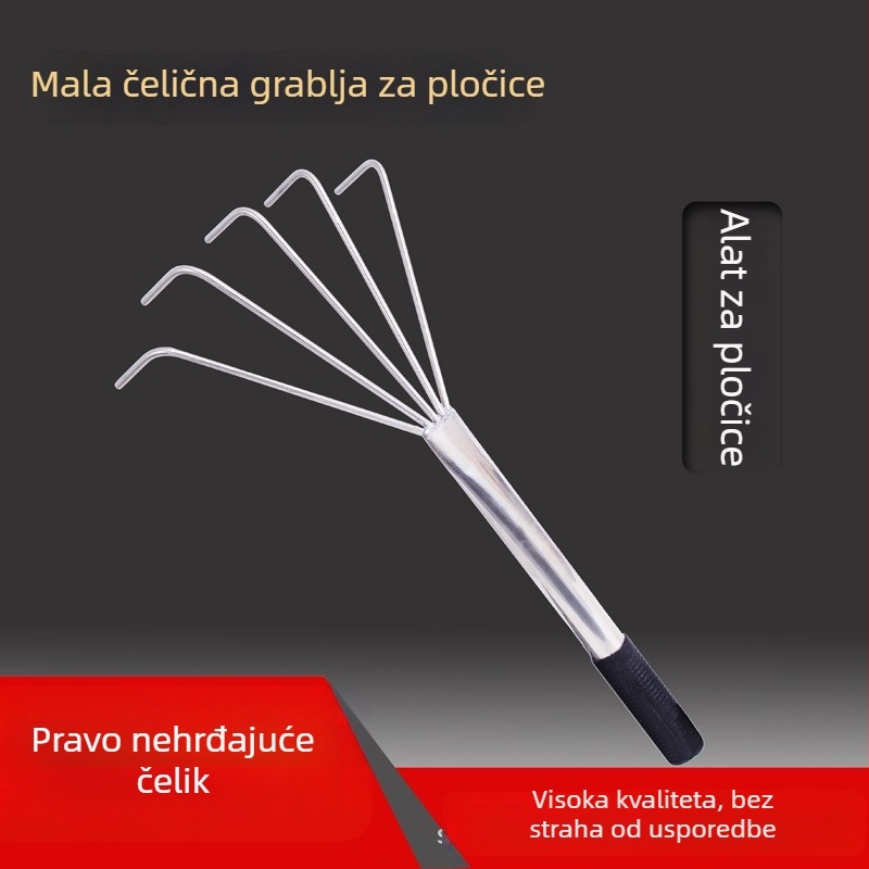 Nerđajući čelik, plosnate grablje za postavljanje pločica i podova, mali čvrsti alat
