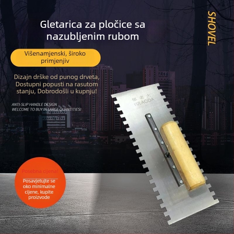 Zubasta špatula za pločice, građevinski alat za postavljanje pločica i žbukanje