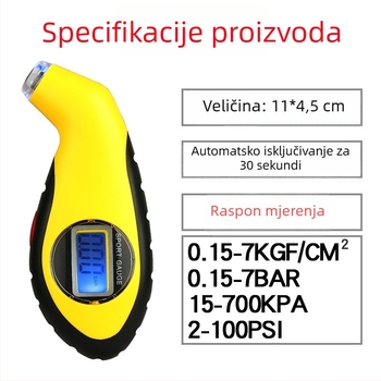 Digitalni mjerač tlaka u gumama s LCD zaslonom, automobilni monitor tlaka, visoka preciznost