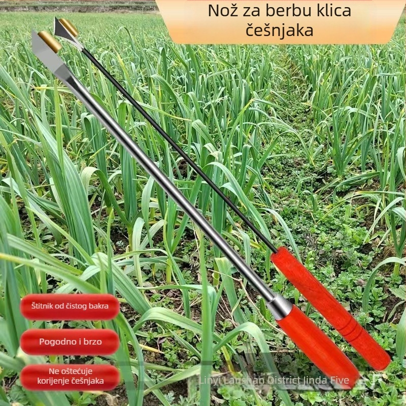 Nož za česnakove izdanke s drškom od mahagonija i čeličnim štapom