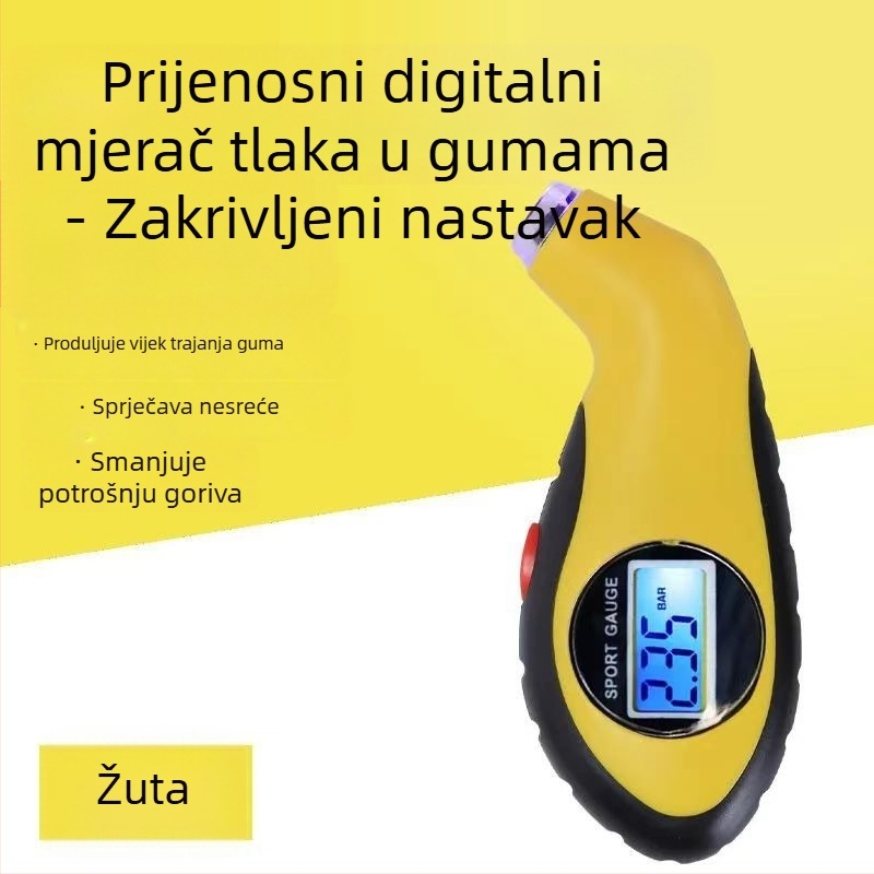 Automobilski mjerač tlaka u gumama, pištolskog oblika, s visokopreciznim digitalnim zaslonom
