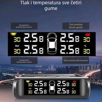 Bežični monitor tlaka u gumama s integriranim vanjskim senzorom za automobile i kamione, solarno napajanje, visoka preciznost, troznamenkasti prikaz