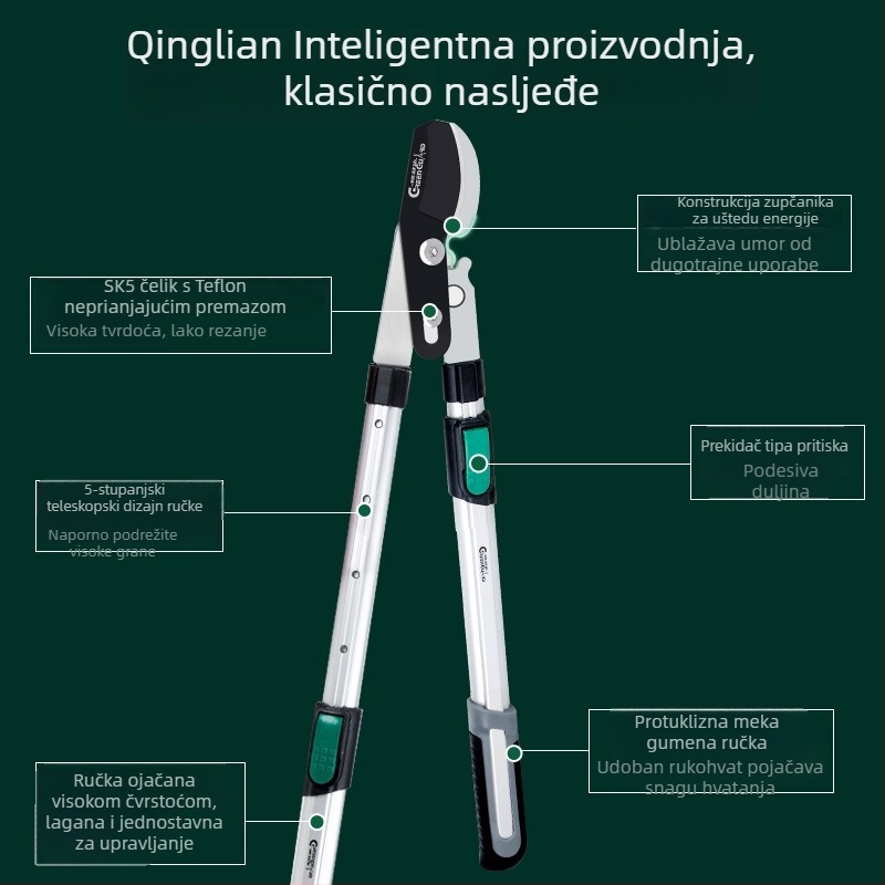 Green Guard teleskopijske škare za deblo i debele grane s dugim držalom – snažne škare za podrezivanje drveća i voćaka