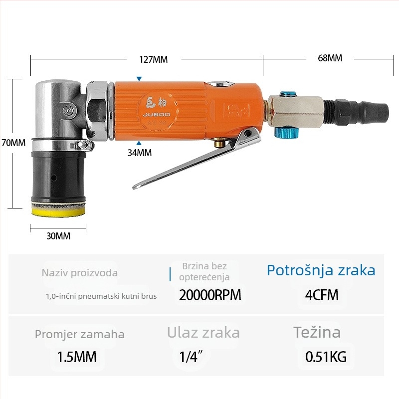 AT-30 Pneumatska kutna brusilica i polirni stroj, 1 inč / 30 mm brušenje i poliranje