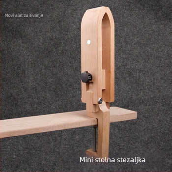 Kožni DIY alati: Mini okvir s klipom od bukovine za stolno korištenje, prilagodljiv i sklopiv