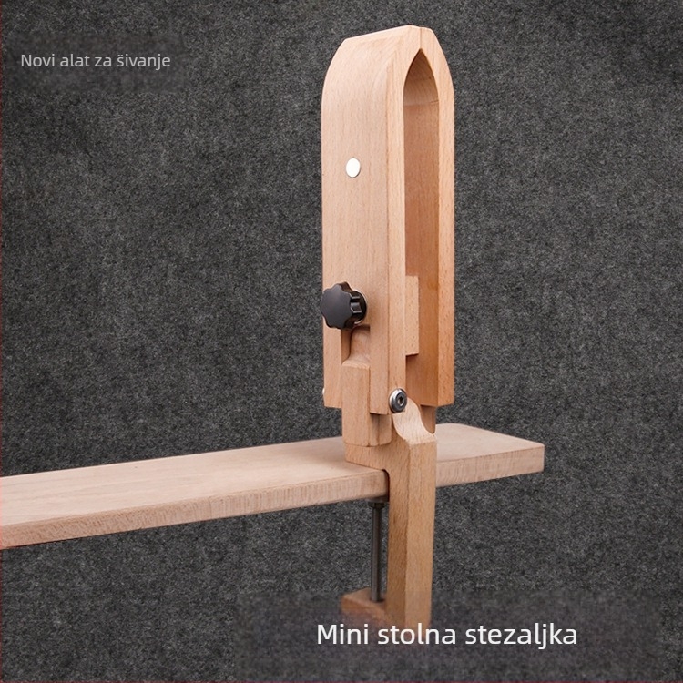 Kožni DIY alati: Mini okvir s klipom od bukovine za stolno korištenje, prilagodljiv i sklopiv