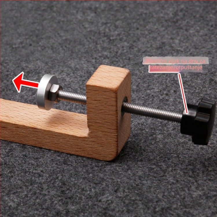 Kožni DIY alati: Mini okvir s klipom od bukovine za stolno korištenje, prilagodljiv i sklopiv