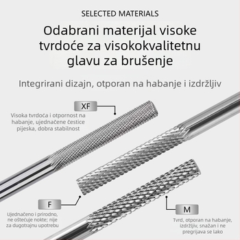 Glava za brušenje od volframskog čelika za manikuru, korak brusni nastavak za pripremu i uklanjanje noktiju, poliranje i alat za manikuru