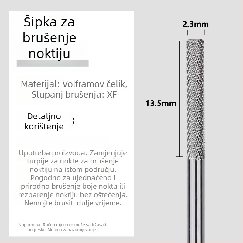 Glava za brušenje od volframskog čelika za manikuru, korak brusni nastavak za pripremu i uklanjanje noktiju, poliranje i alat za manikuru