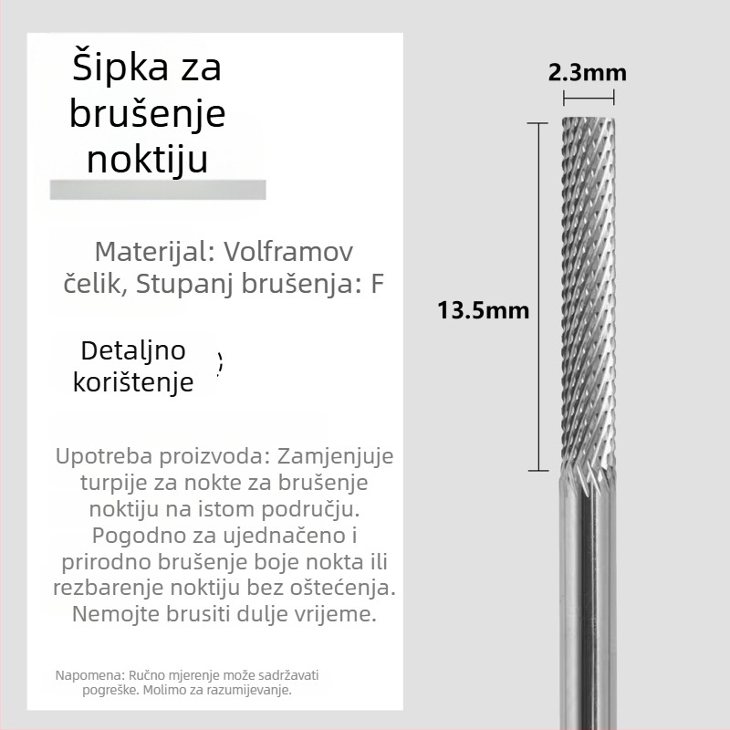 Glava za brušenje od volframskog čelika za manikuru, korak brusni nastavak za pripremu i uklanjanje noktiju, poliranje i alat za manikuru