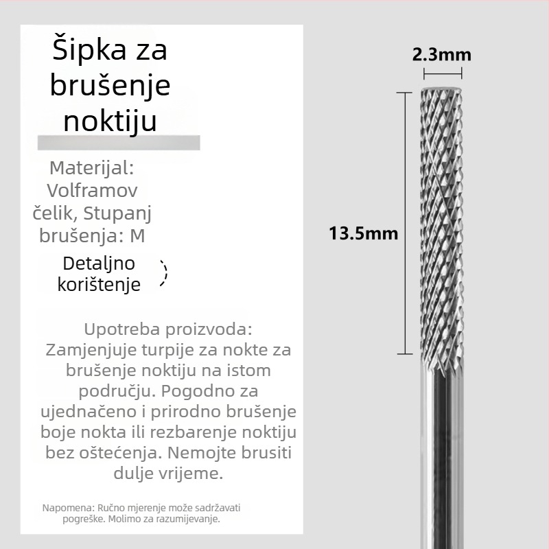 Glava za brušenje od volframskog čelika za manikuru, korak brusni nastavak za pripremu i uklanjanje noktiju, poliranje i alat za manikuru