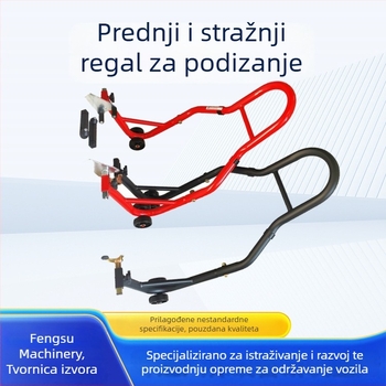 Okvir za dizanje motocikla s parkirnim držačem prednjeg i stražnjeg kotača te alati za održavanje lanca