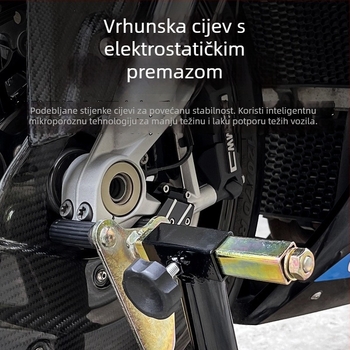Okvir za dizanje motocikla s parkirnim držačem prednjeg i stražnjeg kotača te alati za održavanje lanca