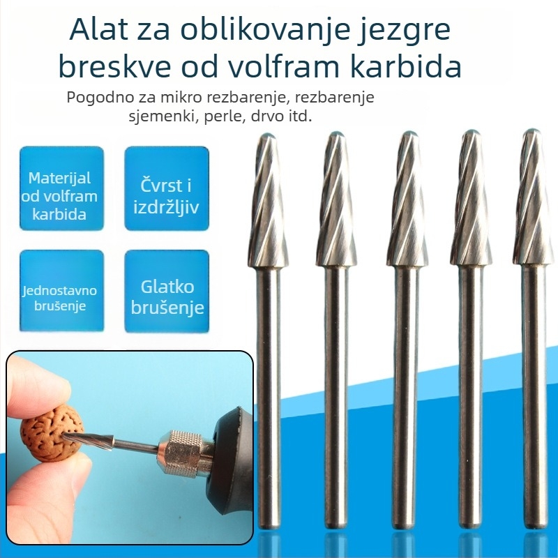 Zubarska mašina za graviranje – bur s osovinom 2,35 mm, Peach Core Carving, pravokutni rotacijski fajl, glava za brušenje od volfram čelika