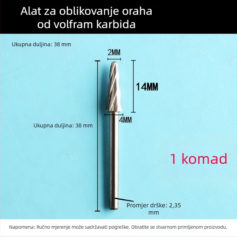 Zubarska mašina za graviranje – bur s osovinom 2,35 mm, Peach Core Carving, pravokutni rotacijski fajl, glava za brušenje od volfram čelika