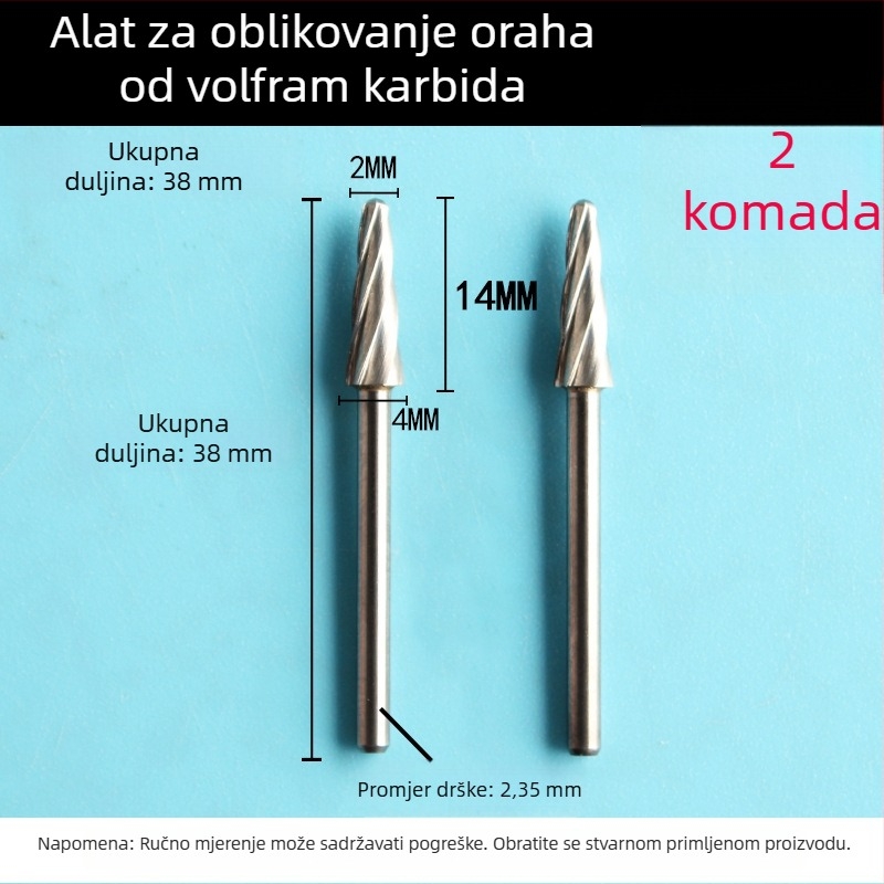 Zubarska mašina za graviranje – bur s osovinom 2,35 mm, Peach Core Carving, pravokutni rotacijski fajl, glava za brušenje od volfram čelika