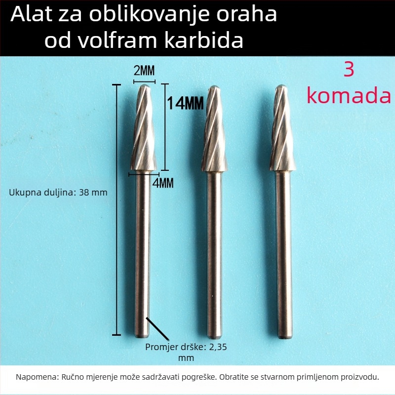 Zubarska mašina za graviranje – bur s osovinom 2,35 mm, Peach Core Carving, pravokutni rotacijski fajl, glava za brušenje od volfram čelika