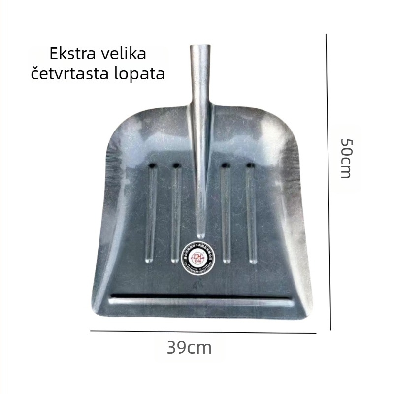 Lopatica za gnoj od mangan čelika, ekstra velika, široka i čvrsta s ravnom plosnatog vrha za čišćenje štale