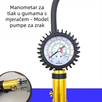 Pištolj za napuhavanje guma za automobile i motocikle, s manometrom, tlak 0-220 PSI, duljina 510 mm, metalna konstrukcija, napuhuje i otpušta