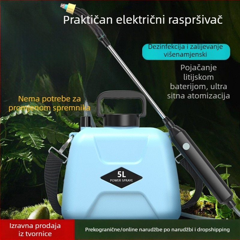 Bežični električni raspršivač za kućni vrt — visokotlačni pištolj za prskanje s litijskom baterijom, nošenje preko ramena