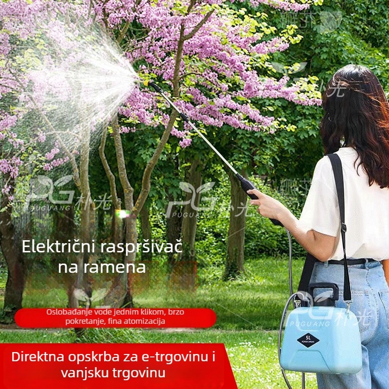 Bežični električni raspršivač za kućni vrt — visokotlačni pištolj za prskanje s litijskom baterijom, nošenje preko ramena