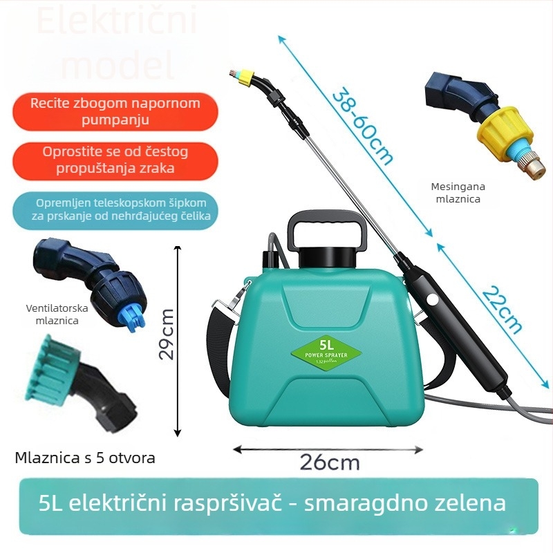 Bežični električni raspršivač za kućni vrt — visokotlačni pištolj za prskanje s litijskom baterijom, nošenje preko ramena