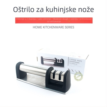 Oštrač nože od nehrđajućeg čelika za kućnu upotrebu, dvostupanjski ručni oštrač, kuhinjski alat