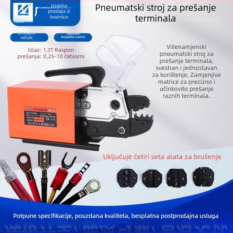 AM-10 Pneumatski stroj za krimpanje terminala s izmjenjivim matricama, 0,25–10 mm
