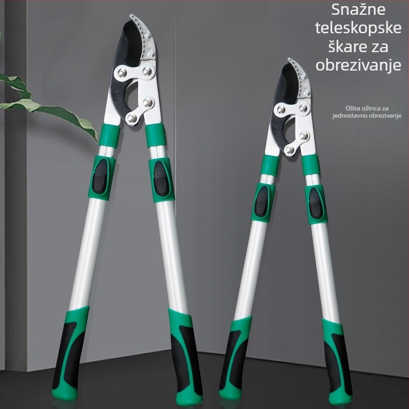 Telescopske škarice za rezanje s dugim drškom za debele grane — teške vrtne škarice za voćna stabla