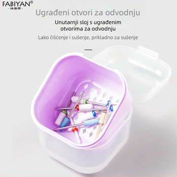 Kutija za dezinfekciju noktiju s dvostrukim slojem, debeli dezinfekcijski alati, namakanje u alkohol, glave za brušenje, čišćenje i pohrana