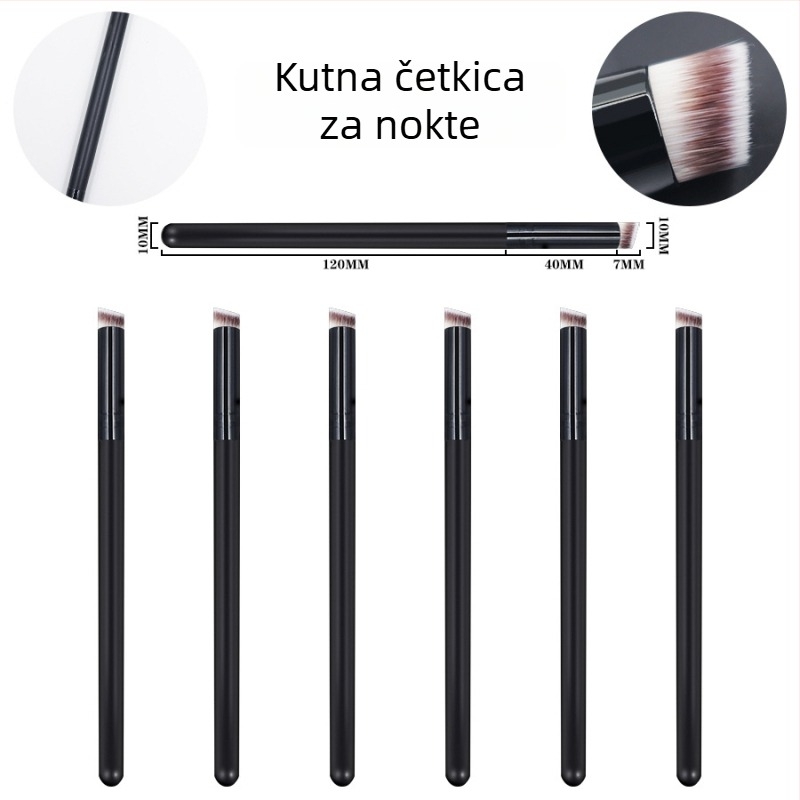 Jednostruka četkica za nokte s mekanim dlačicama, višenamjenska četkica za nokte i šminku, drvena drška