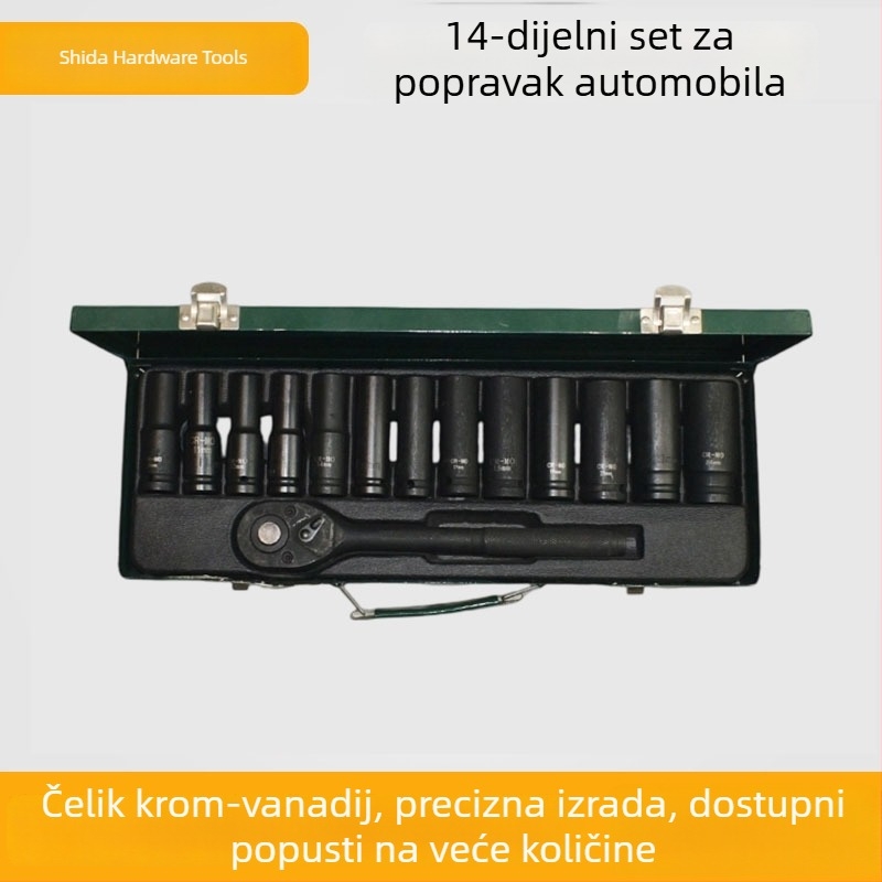 14-dijelni pneumatski set s 1/2 inčnim pogonom i glavama za utičnice za popravak auta