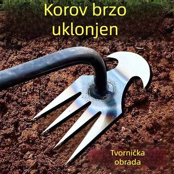 Specijalizirani alati za uklanjanje korova: motika, grablje, alat za popuštanje tla, alat za uklanjanje korijenja korova, lopata, višenamjenski alat za kopanje korijena divljeg povrća
