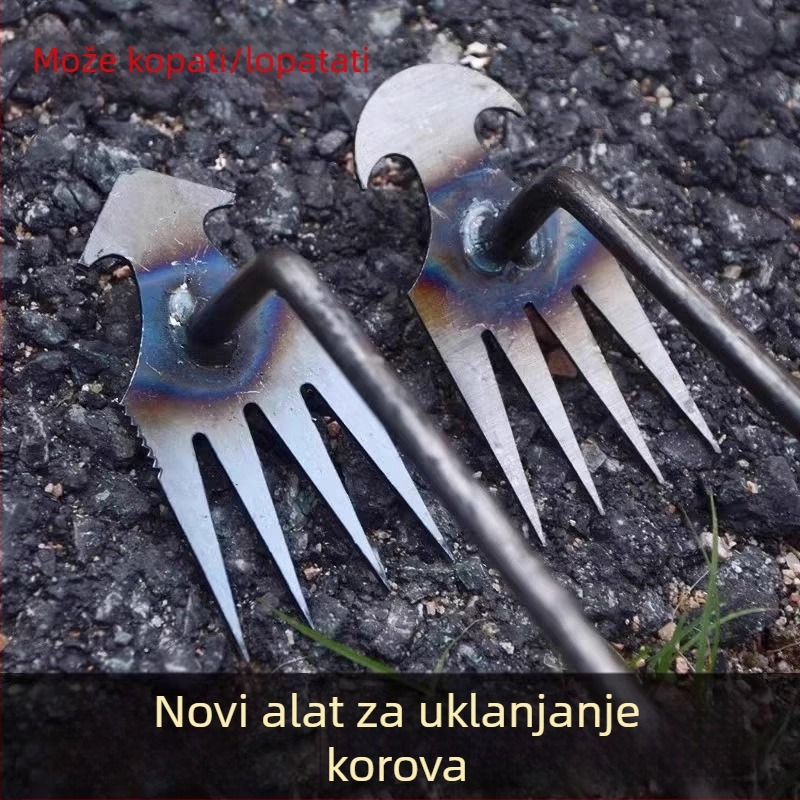 Specijalizirani alati za uklanjanje korova: motika, grablje, alat za popuštanje tla, alat za uklanjanje korijenja korova, lopata, višenamjenski alat za kopanje korijena divljeg povrća
