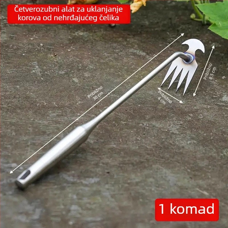 Specijalizirani alati za uklanjanje korova: motika, grablje, alat za popuštanje tla, alat za uklanjanje korijenja korova, lopata, višenamjenski alat za kopanje korijena divljeg povrća