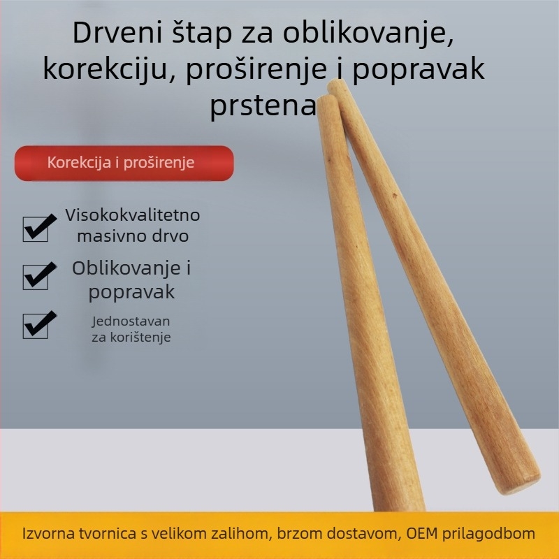 Alat za oblikovanje prstena od masivnog drveta s drvenim čekićem za oblikovanje, proširenje i popravak nakita.