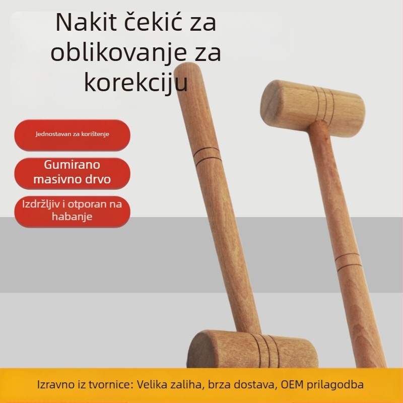 Alat za oblikovanje prstena od masivnog drveta s drvenim čekićem za oblikovanje, proširenje i popravak nakita.