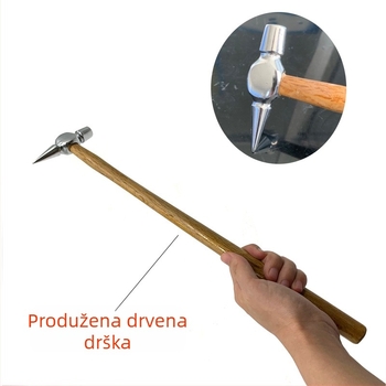 Čekić za lim 40 cm s dugom držačem, alat za popravak udubljenja na automobilu, šiljasti izravnavajući čekić s čeličnom glavom