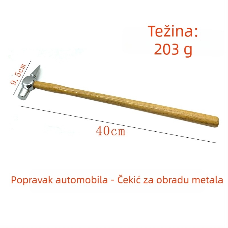 Čekić za lim 40 cm s dugom držačem, alat za popravak udubljenja na automobilu, šiljasti izravnavajući čekić s čeličnom glavom