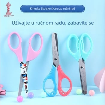 Dječje škare za izradu s okruglim vrhom, plastične ručke, sigurnosne oštrice od nehrđajućeg čelika
