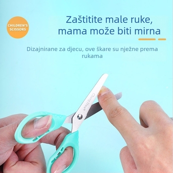 Dječje škare za izradu s okruglim vrhom, plastične ručke, sigurnosne oštrice od nehrđajućeg čelika
