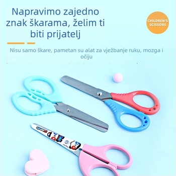 Dječje škare za izradu s okruglim vrhom, plastične ručke, sigurnosne oštrice od nehrđajućeg čelika
