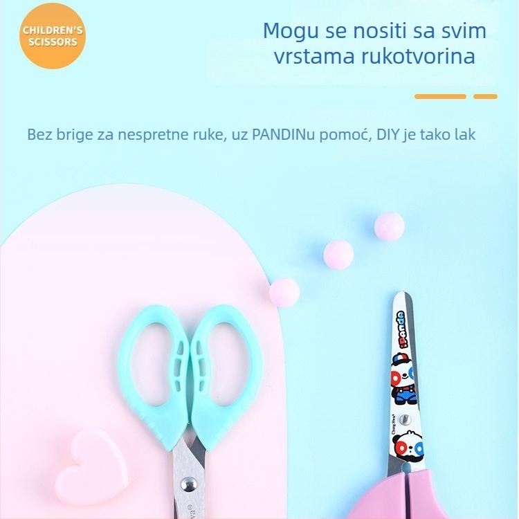 Dječje škare za izradu s okruglim vrhom, plastične ručke, sigurnosne oštrice od nehrđajućeg čelika