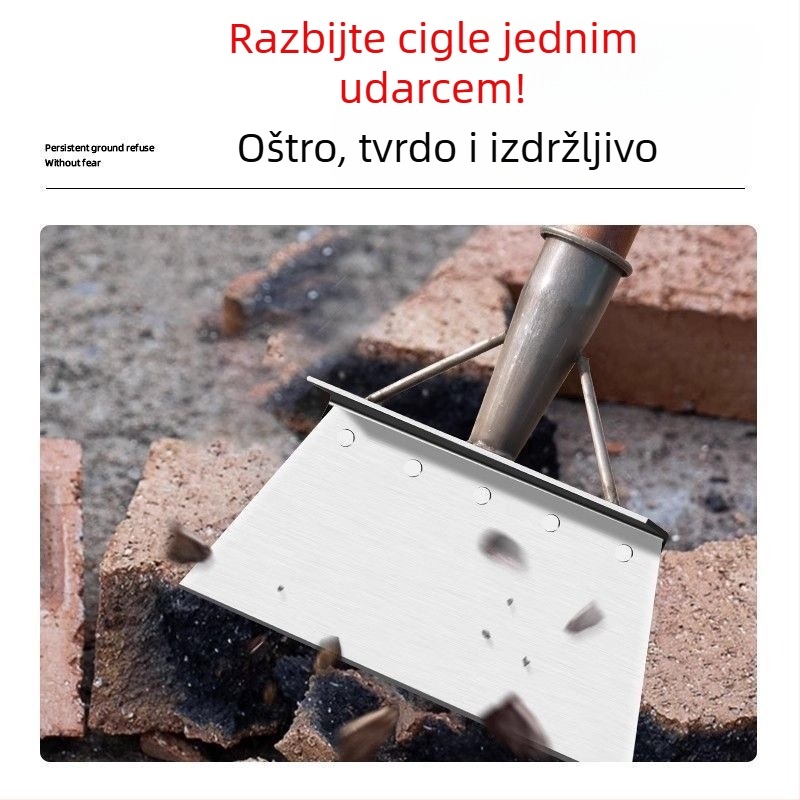 Teška lopata za čišćenje zidova s oštrim rubom od mangan čelika; pogodna za poljoprivredu, kućnu upotrebu i vrtlarstvo; deblja konstrukcija za vanjsko uklanjanje leda i snijega.